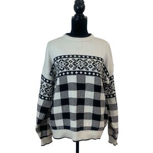 Gap Woman L Black and Cream Knit Sweater